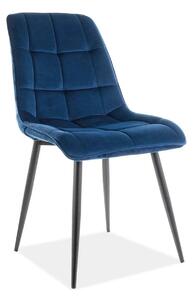 Scaun CHIC, albastru/negru, stofa catifelata/metal 50x58x88 cm