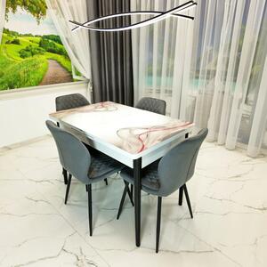Set masa extensibila Rio cu 4 scaune Goteborg gri, DENVER, model Gentle Silk, picioare negre