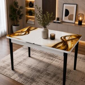 Masa extensibila Rio, DENVER, Golden Flow, picioare negre, 110x70x76 cm