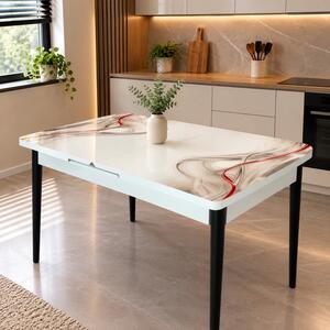 Masa extensibila Rio, DENVER, Gentle Silk, picioare negre, 110x70x76 cm