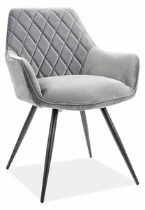 Scaun LINEA, gri/negru, stofa catifelata/metal, 43x43x82 cm