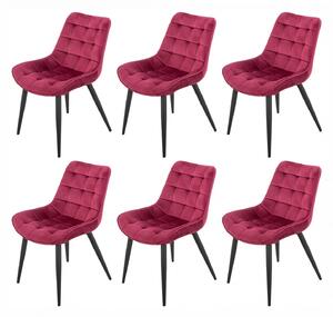 Set 6 scaune Osaka, DENVER, catifea bordo, picioare metalice negre, 53x53x86 cm