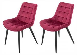 Set 2 scaune Osaka, DENVER, catifea bordo, picioare metalice negre, 53x53x86 cm