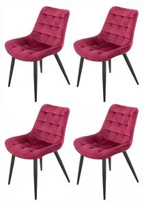 Set 4 scaune Osaka, DENVER, catifea bordo, picioare metalice negre, 53x53x86 cm
