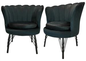 Set 2 fotolii Barcelona, DENVER, catifea neagra, perna detasabila, picioare negre, 71x71x79 cm