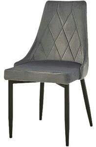 Scaun tapitat TRIX B, gri/negru, stofa catifelata/metal, 49x47x89 cm