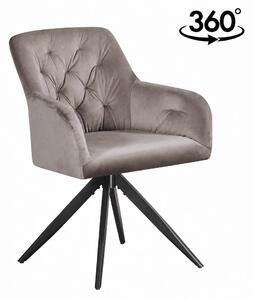Scaun rotativ MAX, bej inchis/negru, stofa catifelata/metal, 61x61x85