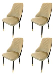 Set 4 scaune Modena, DENVER, catifea bej cu negru, picioare metalice negre, 47x59x90 cm
