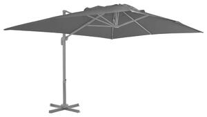 Umbrelă suspendată cu stâlp din aluminiu, negru, 4 x 3 m