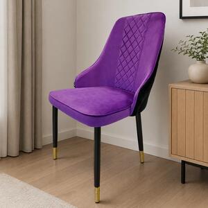 Scaun Modena, DENVER, catifea mov cu negru, picioare metalice negre, 47x59x90 cm