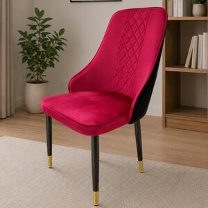 Scaun Modena, DENVER, catifea bordo cu negru, picioare metalice negre, 47x59x90 cm