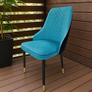 Scaun Modena, DENVER, catifea turcoaz cu negru, picioare metalice negre, 47x59x90 cm