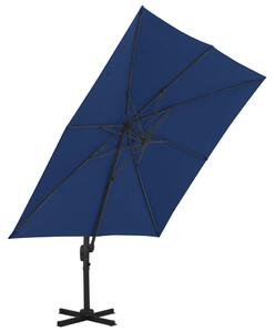 Umbrelă suspendată cu stâlp din aluminiu albastru azuriu 3x3 m