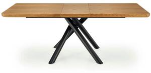 Masa mare living DERRICK, stejar natural/negru, 160/200x90x75 cm