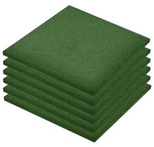 Plăci de protecție la cădere, 6 buc, verde, 50x50x3 cm, cauciuc