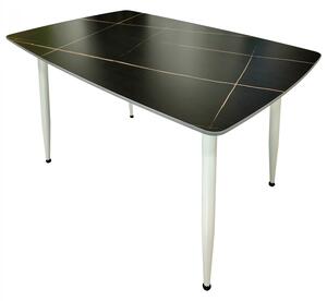 Masa Viena, DENVER, blat ceramic marmura neagra, picioare bej, 120x80x73 cm