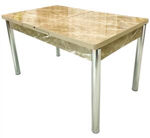 Masa extensibila Napoli, DENVER, marmura beige, picioare cromate, 130x80x76 cm
