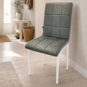 Scaun Miami, DENVER, catifea gri, picioare metalice albe, 53x53x82 cm