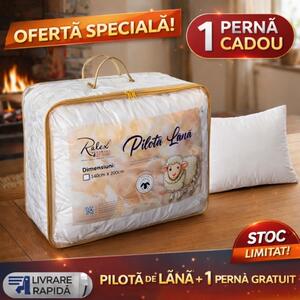 Pachet Promo Pilotă 140 x 200 cm din Lână + 1 Perna Cadou 50x70 cm