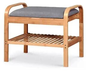 Pantofar ST12, gri/stejar natural, stofa/lemn, 60x33x50 cm