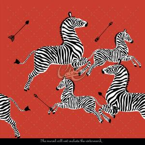 Fototapet Zebra pe un fundal roșu