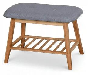 Pantofar ST14, gri/stejar natural, stofa/lemn de bambus, 60x30x44 cm