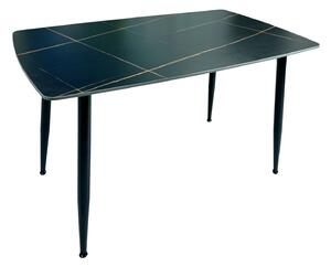 Masa Viena, DENVER, blat ceramic marmura neagra, picioare negre, 120x80x73 cm