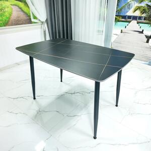 Set masa Viena neagra cu 4 scaune Osaka gri, DENVER, blat ceramica, picioare negre, 120x80 cm