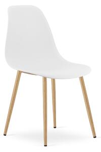 Scaun Bucatarie/Dining Velo Plus Alb Picioare Metalice Finisaj Lemn