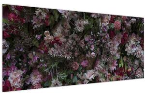 Tablou - Perete de flori (120x50 cm)