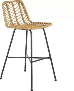 Scaun bar H97, negru/stejar, rattan sintetic/otel, 47x57x113 cm