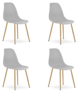 Set 4 Scaune Bucatarie/Dining Velo Plus Gri Deschis Picioare Metalice Finisaj Lemn