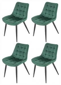 Set 4 scaune Osaka, DENVER, catifea verde, picioare metalice negre, 53x53x84 cm