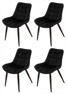 Set 4 scaune Osaka, DENVER, catifea neagra, picioare metalice negre, 53x53x84 cm