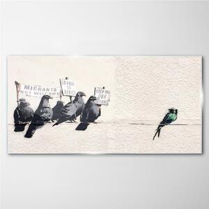 Tablou sticla Protestatarii păsările Banksy