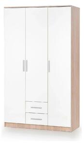 Dulap LIMA S-3, alb/stejar sonoma, PAL laminat, cu 3 usi si 2 sertare