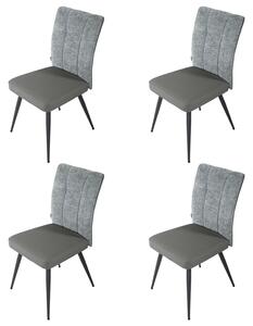 Set 4 scaune Tivoli, DENVER, piele ecologica antracit si stofa gri, picioare metalice negre, 46x56x94 cm