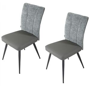 Set 2 scaune Tivoli, DENVER, piele ecologica antracit si stofa gri, picioare metalice negre, 46x56x92 cm