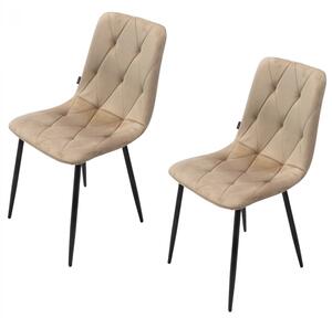 Set 2 scaune Kobe, DENVER, catifea bej, picioare metalice negre, 43x55x84 cm