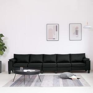 Canapea cu 5 locuri, negru, material textil