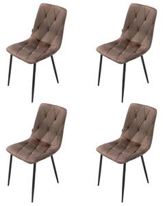 Set 4 scaune Kobe, DENVER, catifea maro, picioare metalice negre, 43x55x84 cm