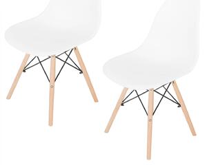 Set 2 scaune Malmo, DENVER, sezut tip scoica alb, picioare lemn, 46x54x80 cm