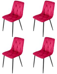 Set 4 scaune Kobe, DENVER, catifea bordo, picioare metalice negre, 43x55x84 cm