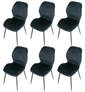 Set 6 scaune Goteborg, DENVER, catifea neagra, picioare metalice negre, 48x58x86 cm