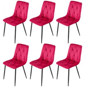 Set 6 scaune Kobe, DENVER, catifea bordo, picioare metalice negre, 43x55x84 cm