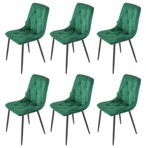 Set 6 scaune Kobe, DENVER, catifea verde, picioare metalice negre, 43x55x84 cm