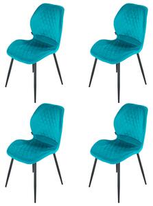 Set 4 scaune Goteborg, DENVER, catifea turcoaz, picioare metalice negre, 48x58x86 cm