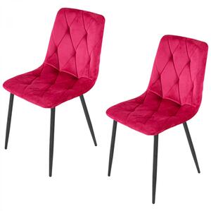 Set 2 scaune Kobe, DENVER, catifea bordo, picioare metalice negre, 43x55x84 cm