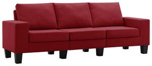 Canapea cu 3 locuri, roșu vin, material textil