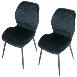 Set 2 scaune Goteborg, DENVER, catifea neagra, picioare metalice negre, 48x58x86 cm